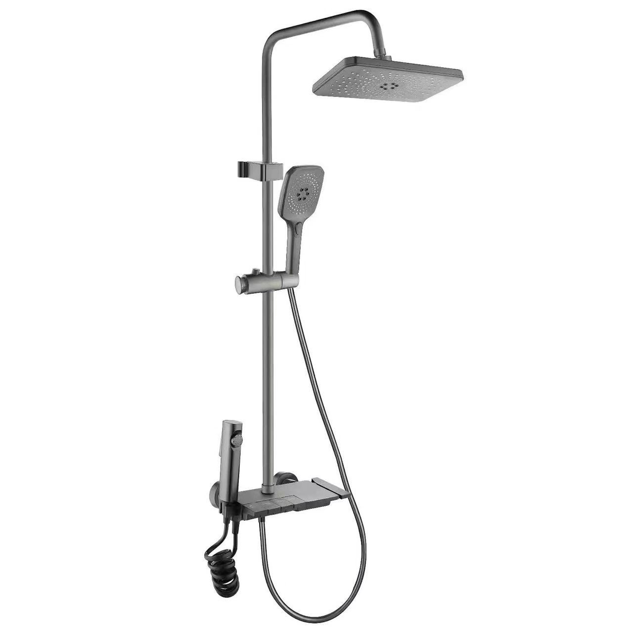 Gunmetal Grey Piano Key Varmt og Koldt regnbrusersæt med sprøjtepistol