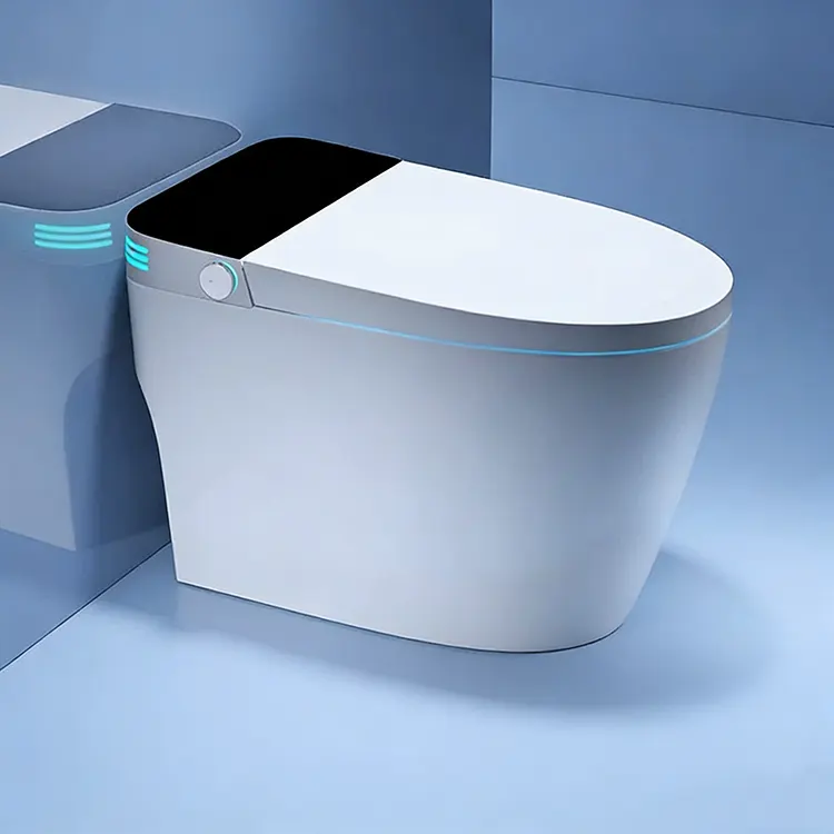 LED Digital Display Automatisk Låg Flip-Top Skum Shield Siphon Smart Toilet